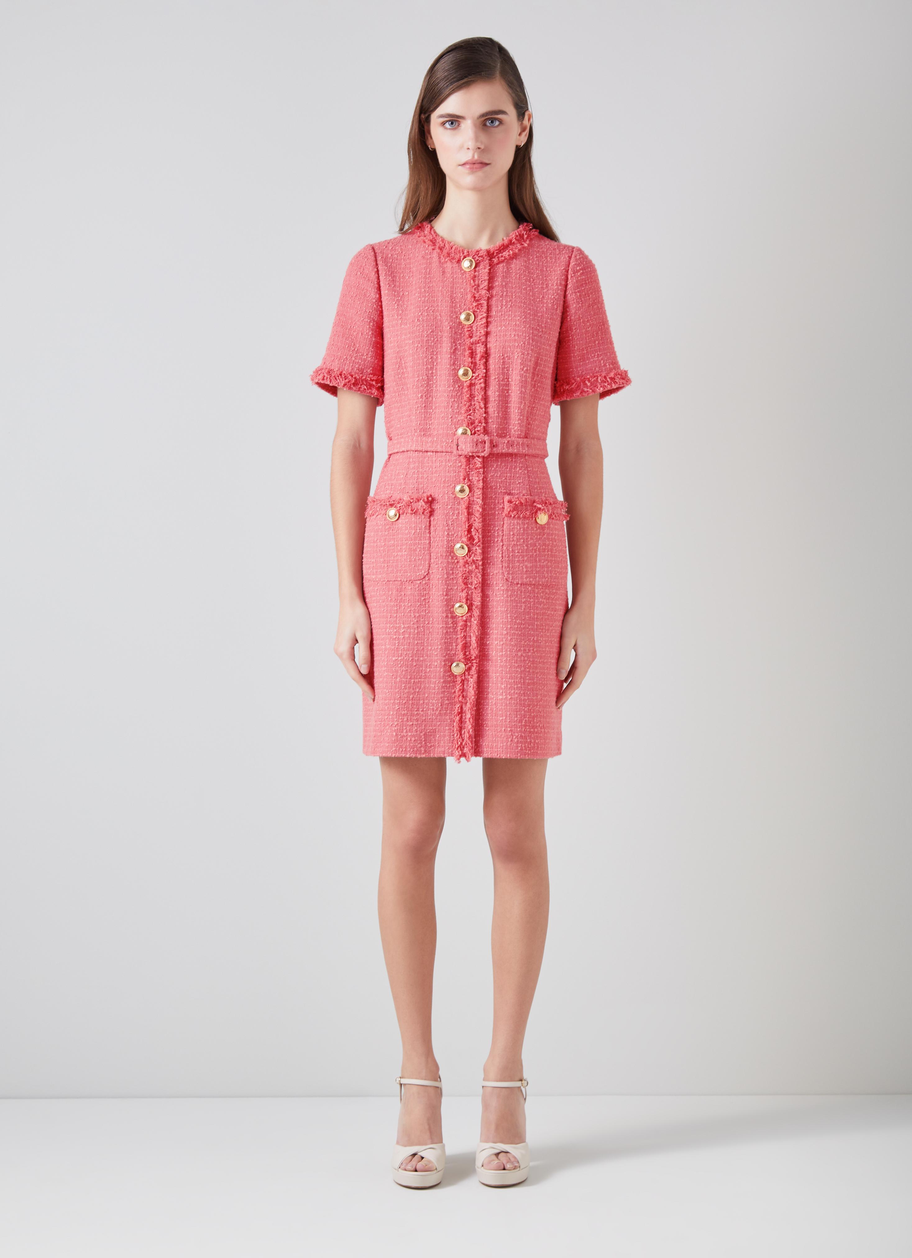Riu Tweed docking knit dress ピンク